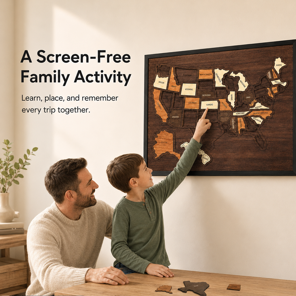 Wooden USA Travel Map Puzzle🧩