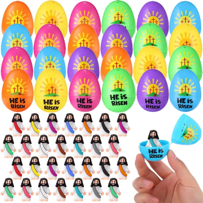 ✝️Christian Easter Surprise Eggs: Pre‑Filled Eggs with Mini Jesus Figures – Share Hope & Faith This Spring🌸