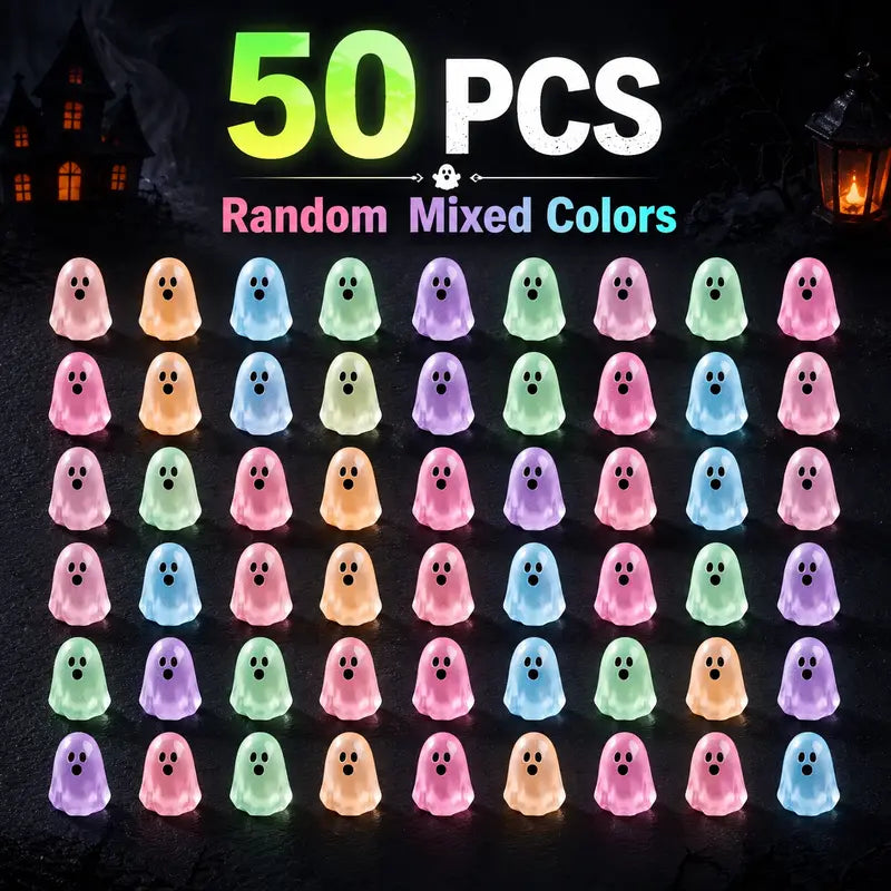 Glow In Dark Cute Ghost Resin Bead Set, Perfect Halloween Party Ornaments