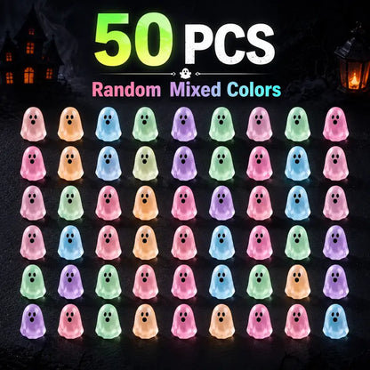 Glow In Dark Cute Ghost Resin Bead Set, Perfect Halloween Party Ornaments
