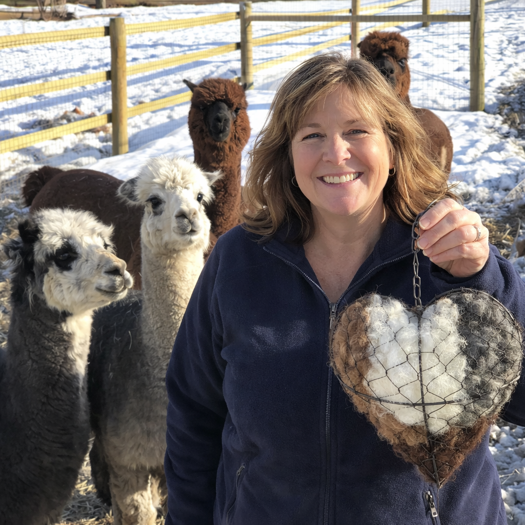 Handmade Alpaca Fiber Bird Nesting Heart