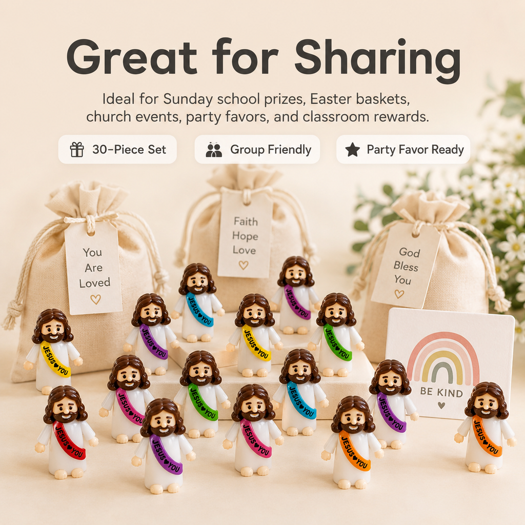 30 Pcs Colorful Mini Jesus Rubber Figurines