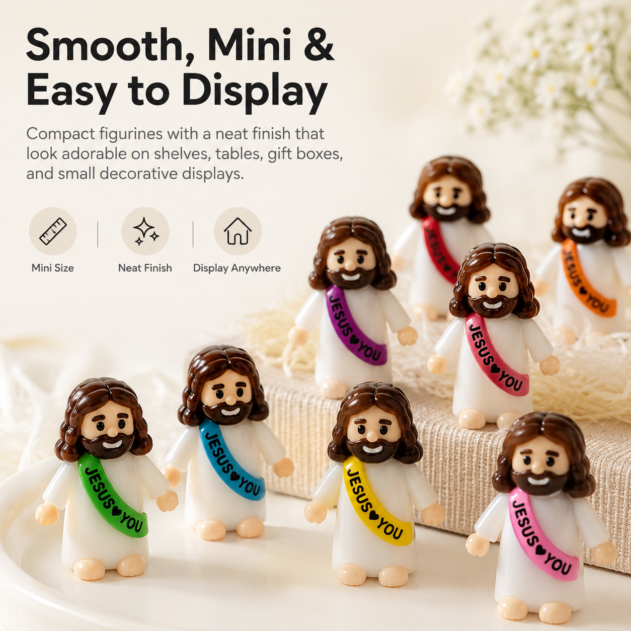 30 Pcs Colorful Mini Jesus Rubber Figurines