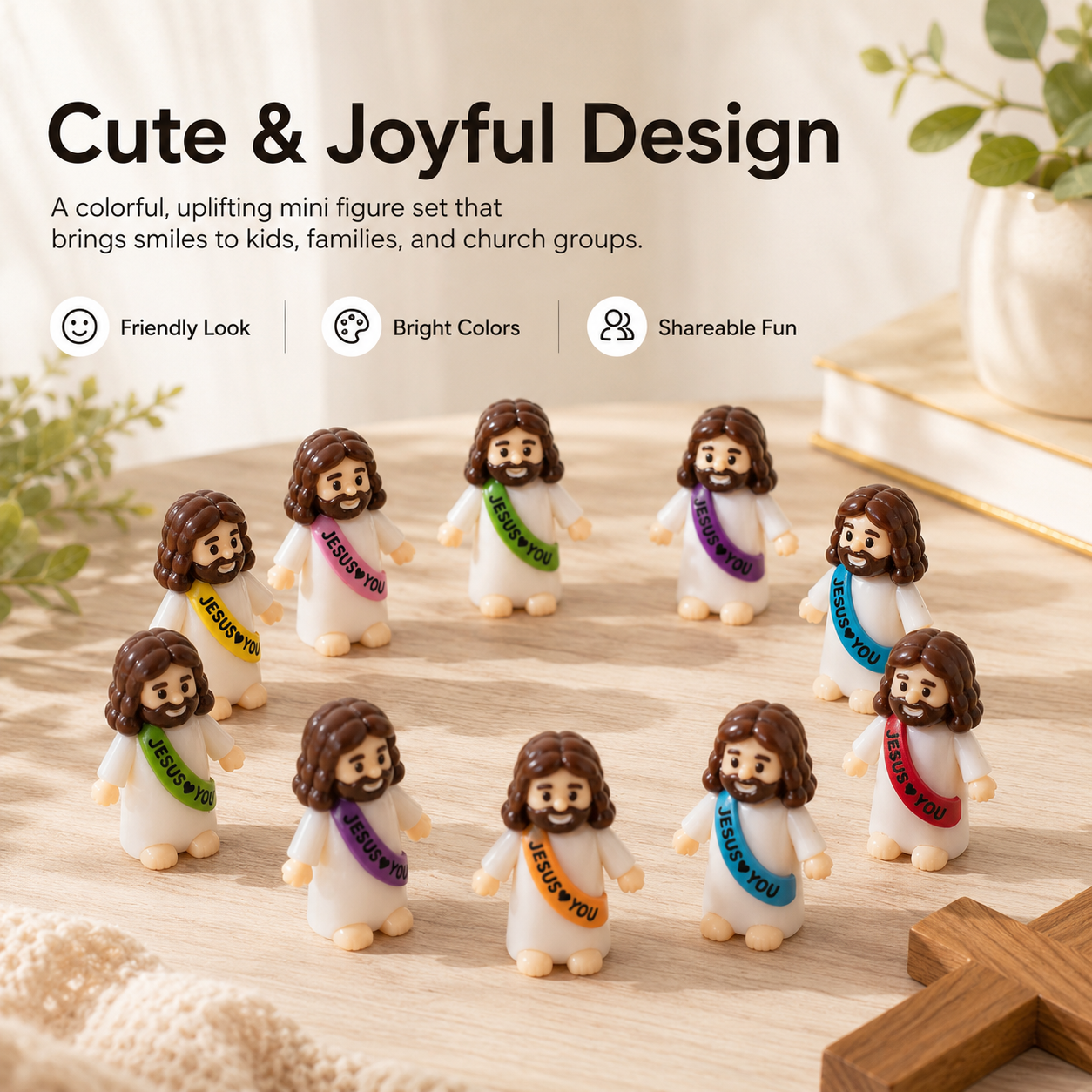 30 Pcs Colorful Mini Jesus Rubber Figurines