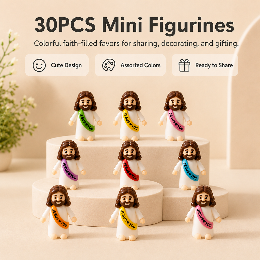 30 Pcs Colorful Mini Jesus Rubber Figurines