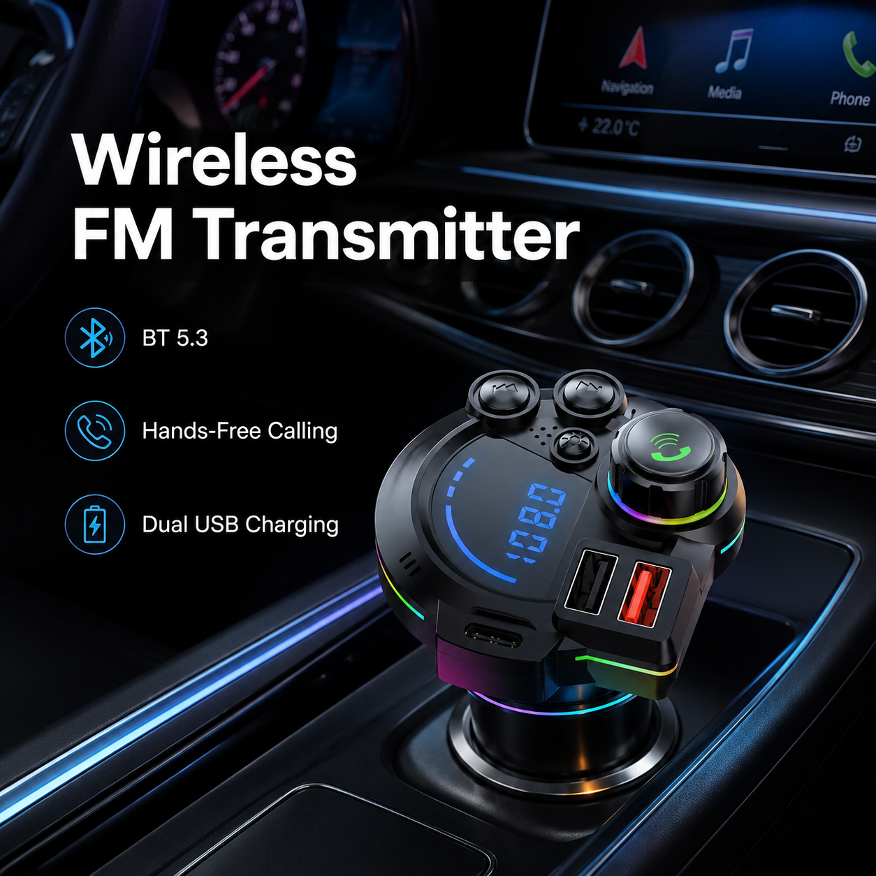 Bluetooth FM Transmitter for Cars