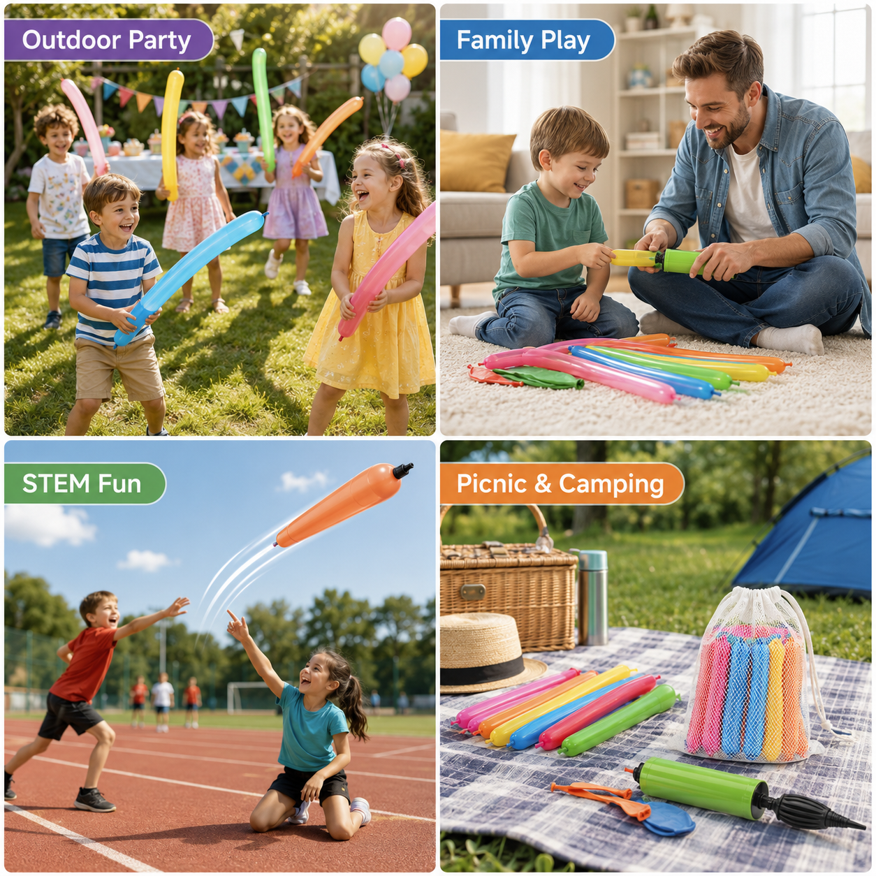 Rocket Balloon Launcher Set | Flying Party Balloons for Kids & Family Fun