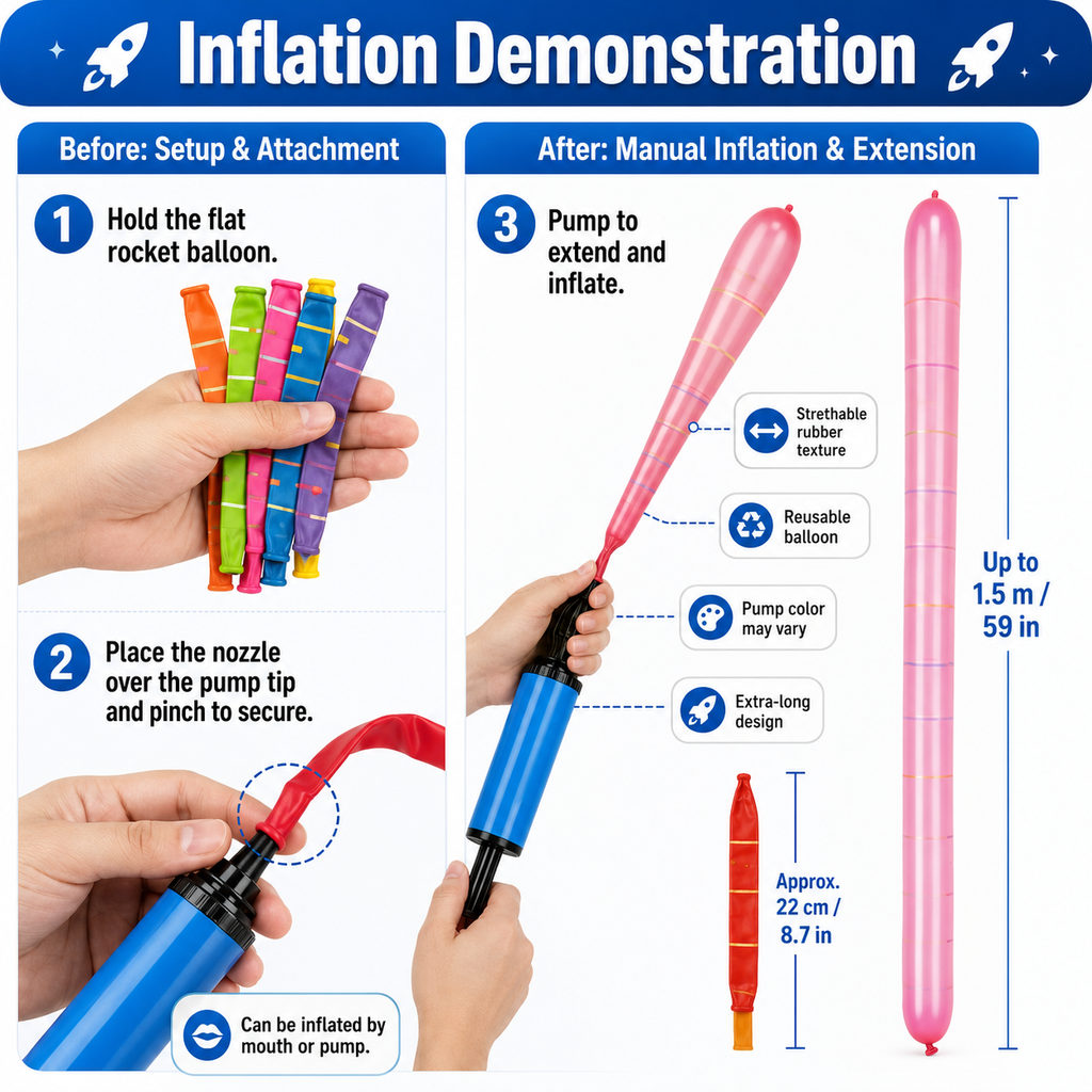Rocket Balloon Launcher Set | Flying Party Balloons for Kids & Family Fun