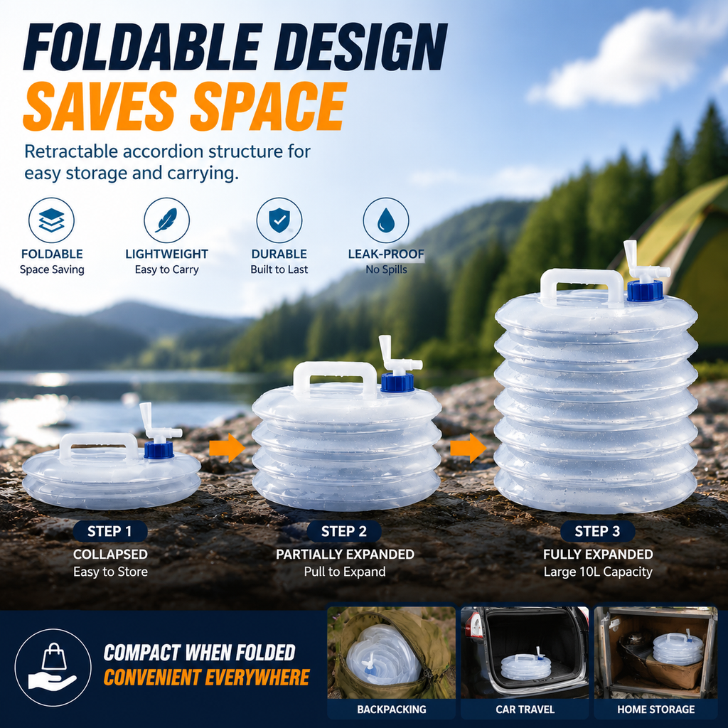 Foldable Camping Water Container – 5L/10L/15L Portable Water Bucket