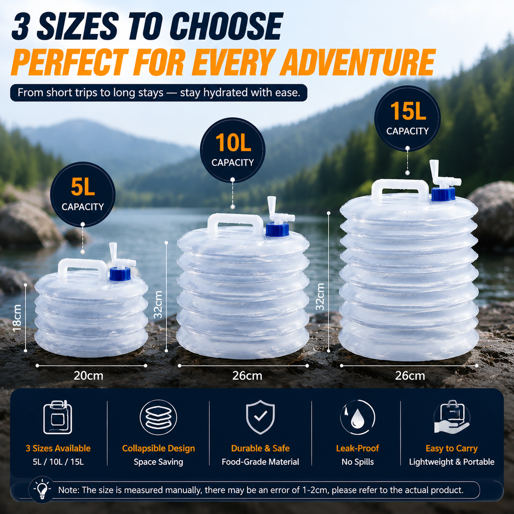 Foldable Camping Water Container – 5L/10L/15L Portable Water Bucket
