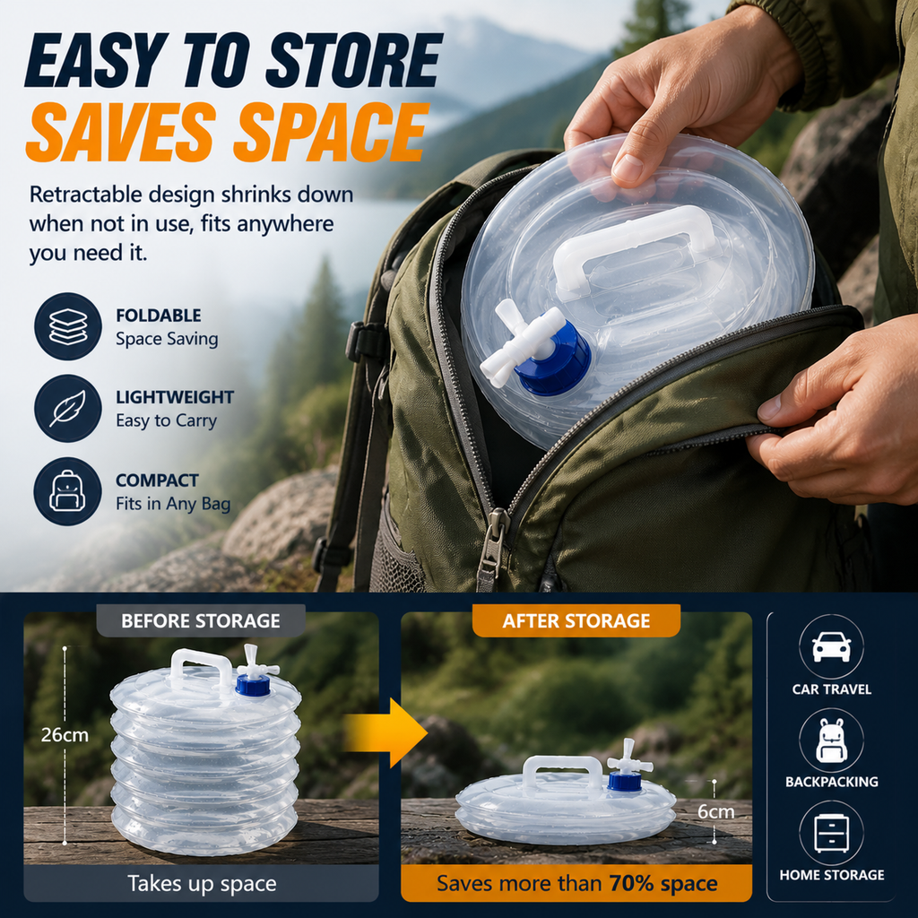 Foldable Camping Water Container – 5L/10L/15L Portable Water Bucket