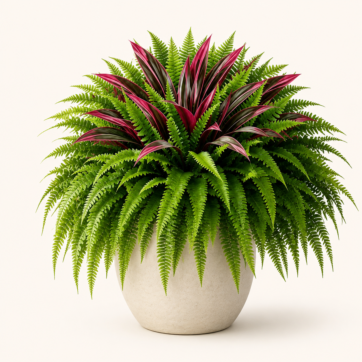 UV-Resistant Artificial Fern & Red Dracaena Decorative Plants