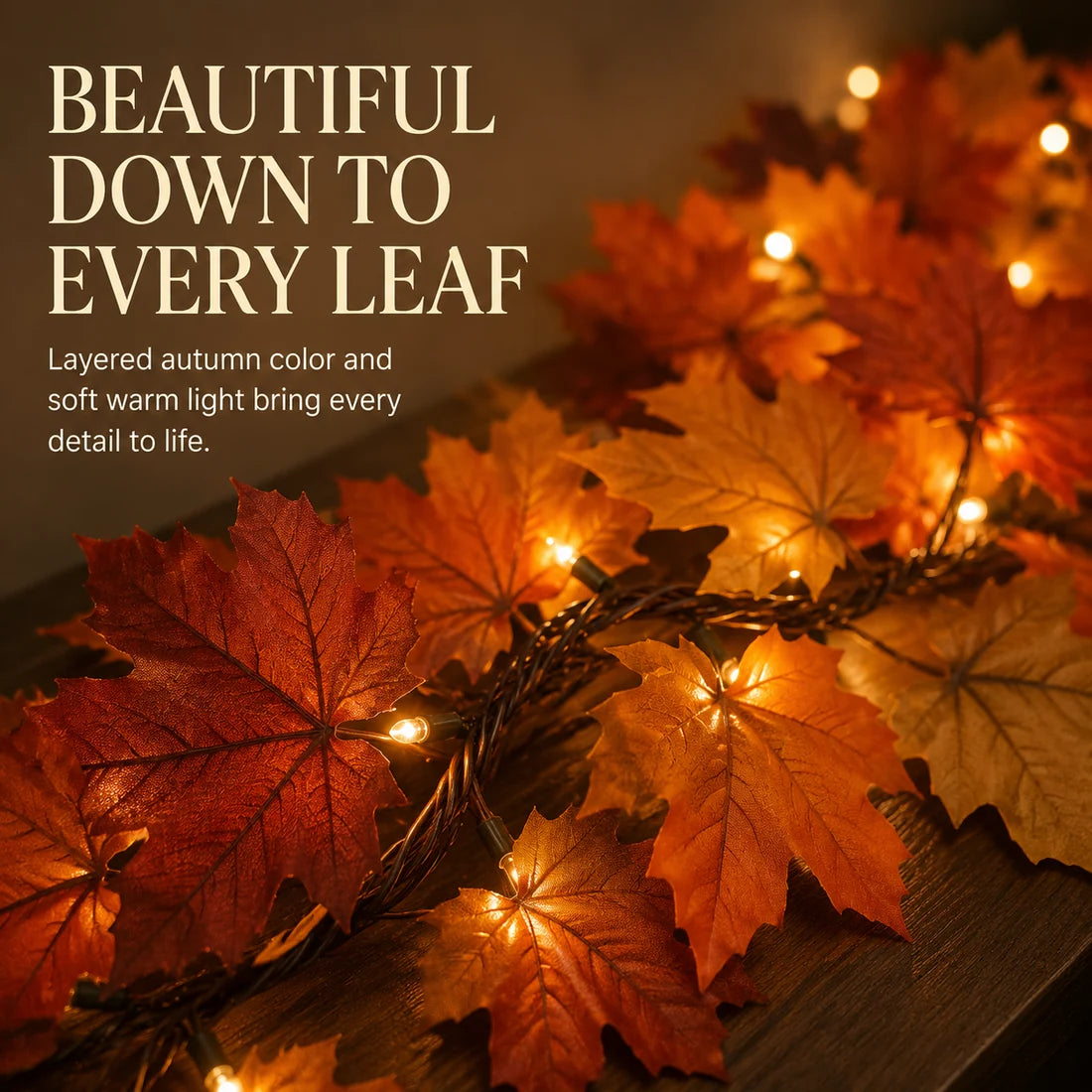 Lighted Autumn Maple Leaf Garland