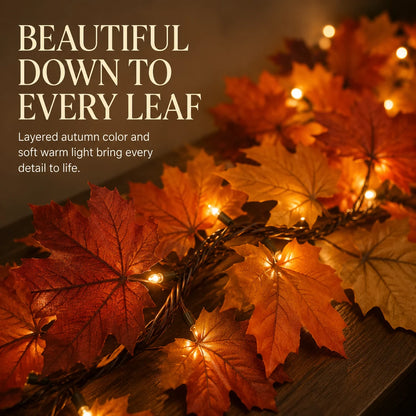 Lighted Autumn Maple Leaf Garland