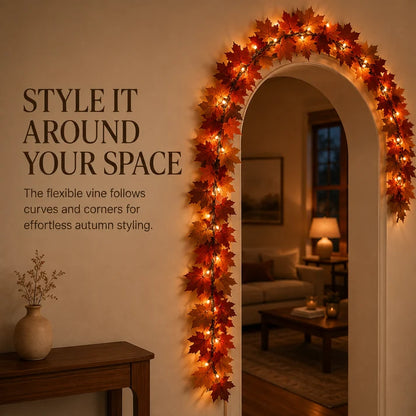 Lighted Autumn Maple Leaf Garland