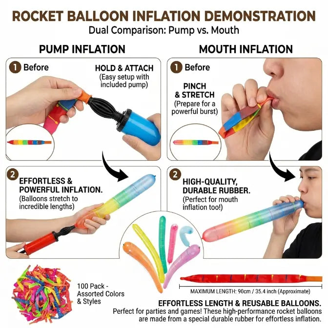 Rocket Balloon Launcher Set | Flying Party Balloons for Kids & Family Fun