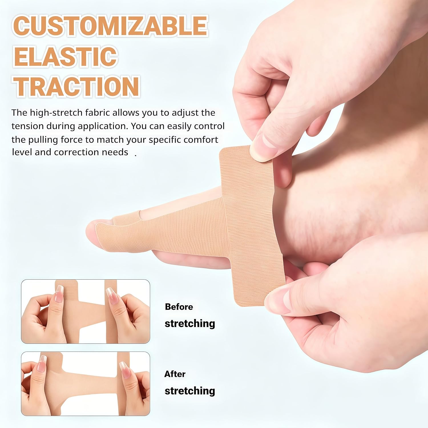 Bunion Corrector Kinesiology Tape - Precut Elastic Support for Big Toe