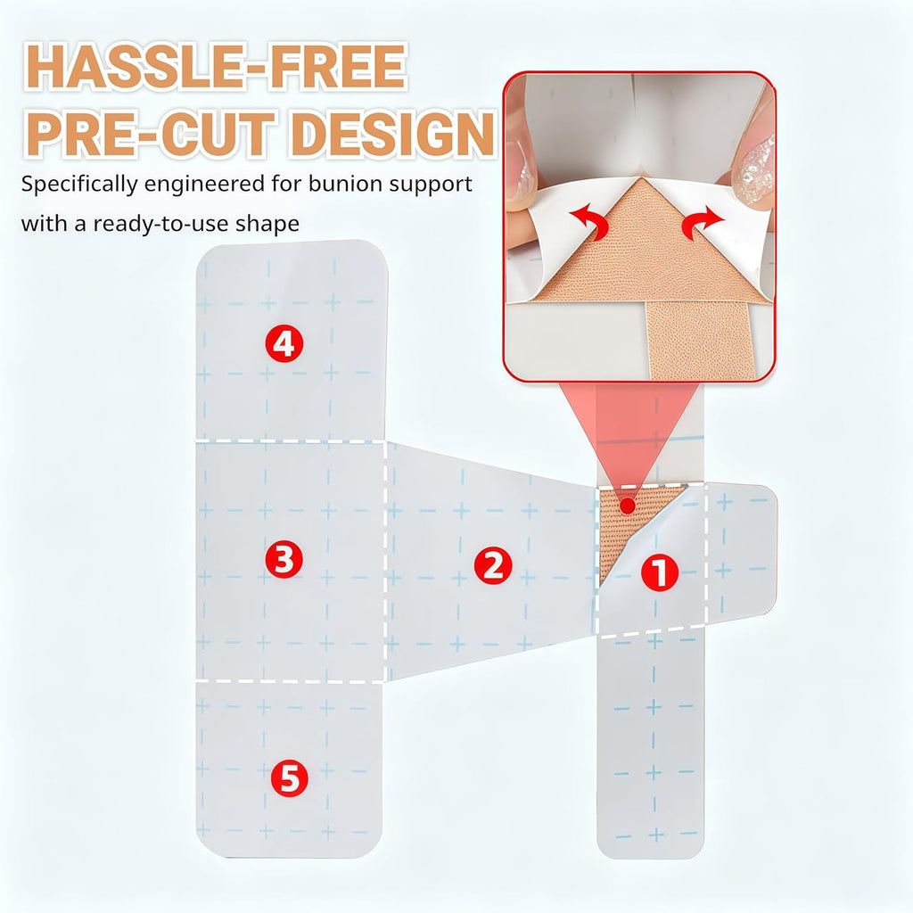Bunion Corrector Kinesiology Tape - Precut Elastic Support for Big Toe