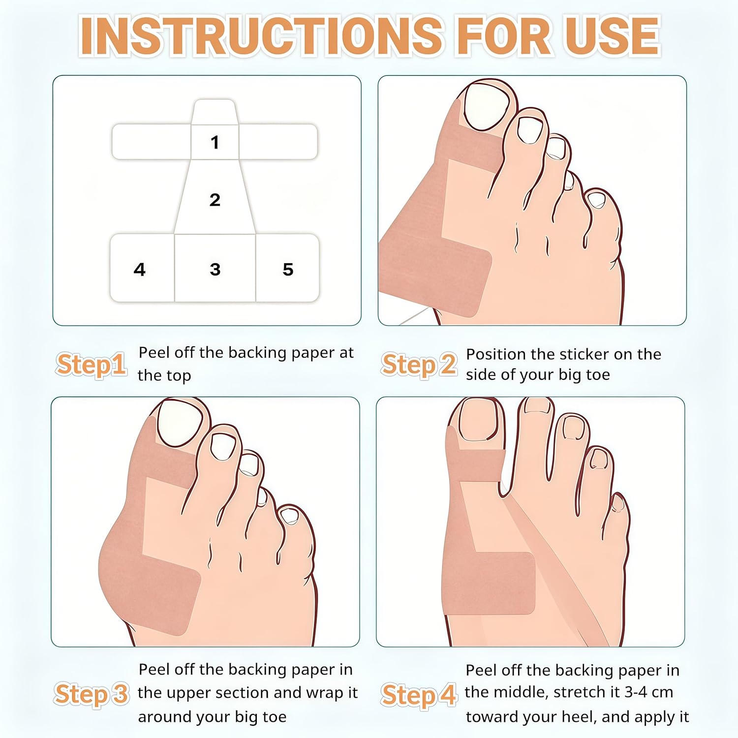 Bunion Corrector Kinesiology Tape - Precut Elastic Support for Big Toe