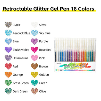 Glitter Gel Pens Vibrant Sparkle Colored Retractable Sparkling Gel Pen
