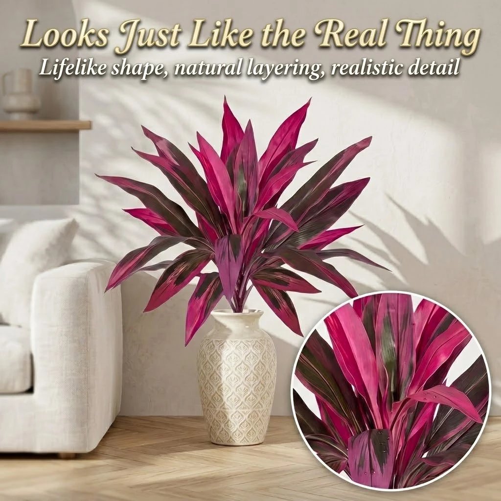 2Pcs Artificial Boston Fern & Dragon's Blood Tree Plants