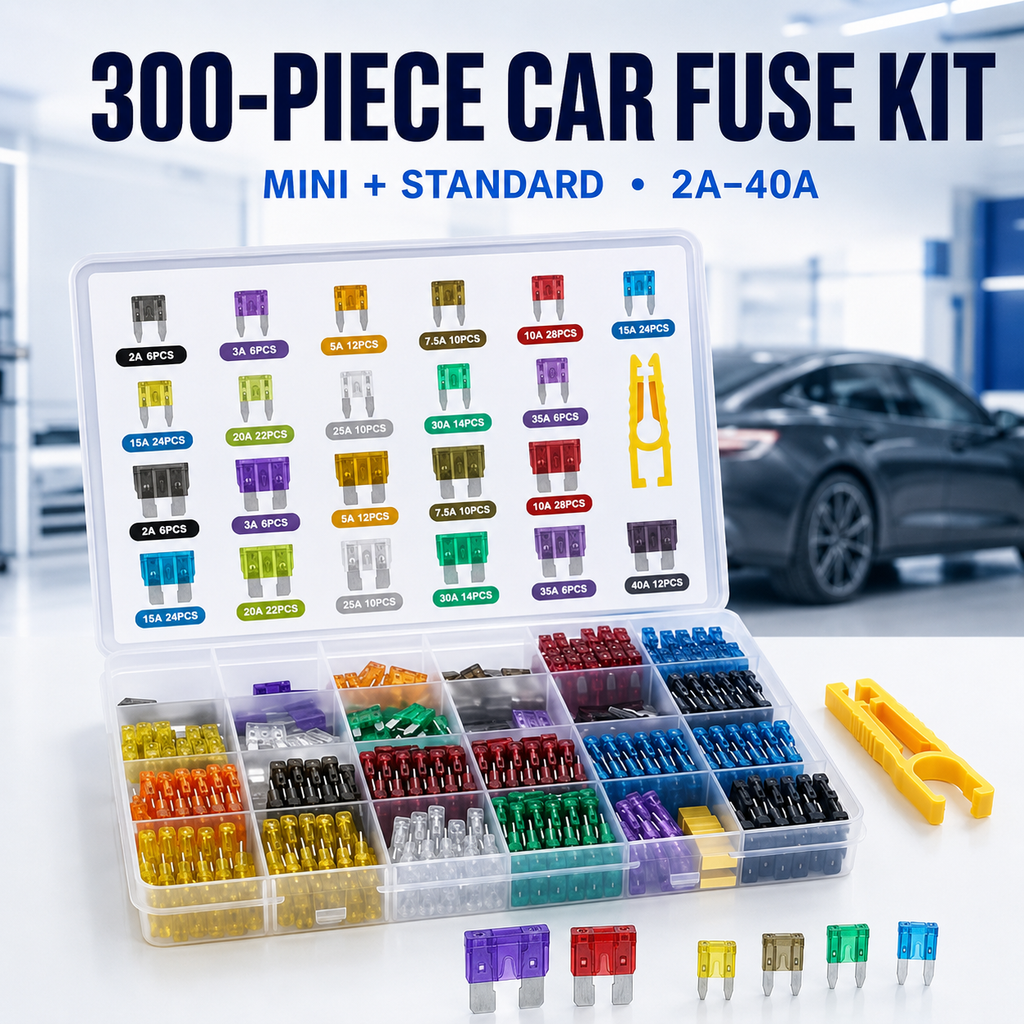 300Pcs Car Fuse Assortment Kit - Mini, Standard & Micro Fuses