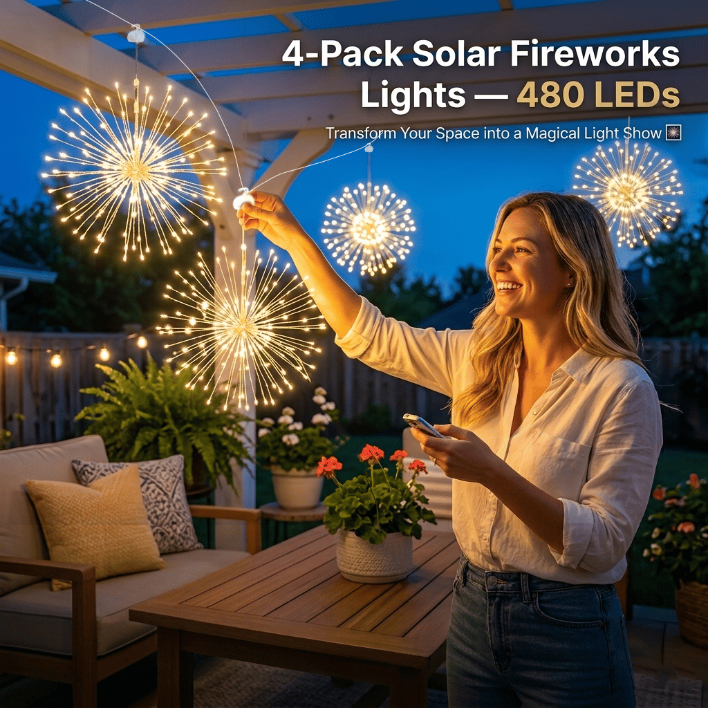 🎆 4-Pack Solar Fireworks Lights