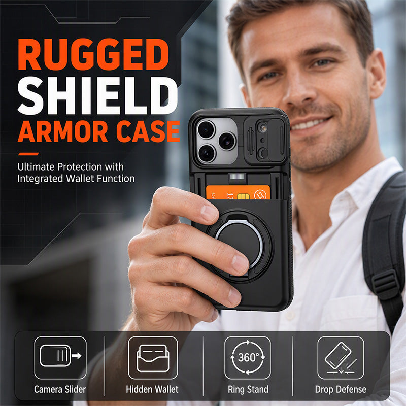 Shockproof Phone Case with Built-In Card Holder – Slim Protective Wallet Case